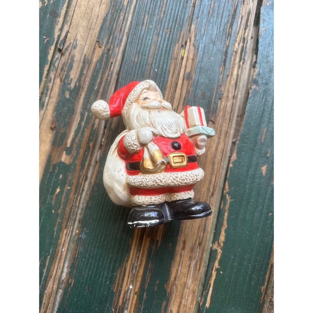 Vintage Ceramic Santa Claus Coin Bank Christmas Figurine Red White 6 Inch 5208